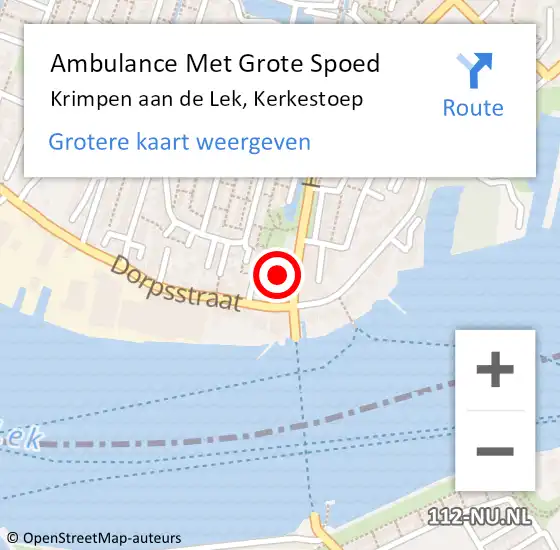 Locatie op kaart van de 112 melding: Ambulance Met Grote Spoed Naar Krimpen aan de Lek, Kerkestoep op 6 april 2024 10:01