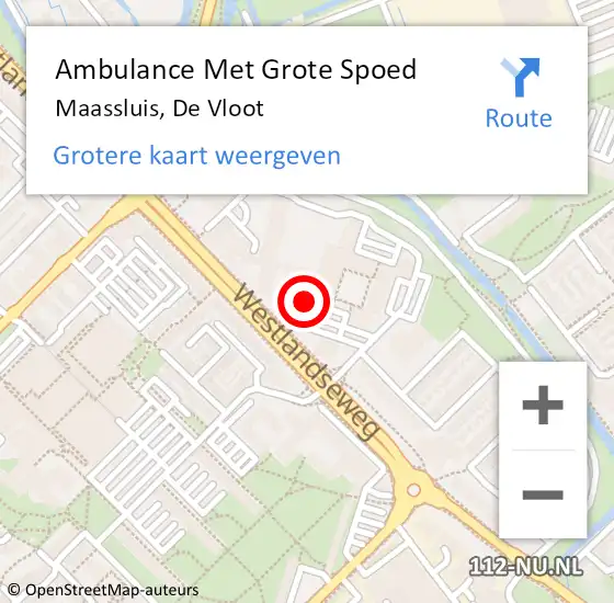 Locatie op kaart van de 112 melding: Ambulance Met Grote Spoed Naar Maassluis, De Vloot op 6 april 2024 10:07
