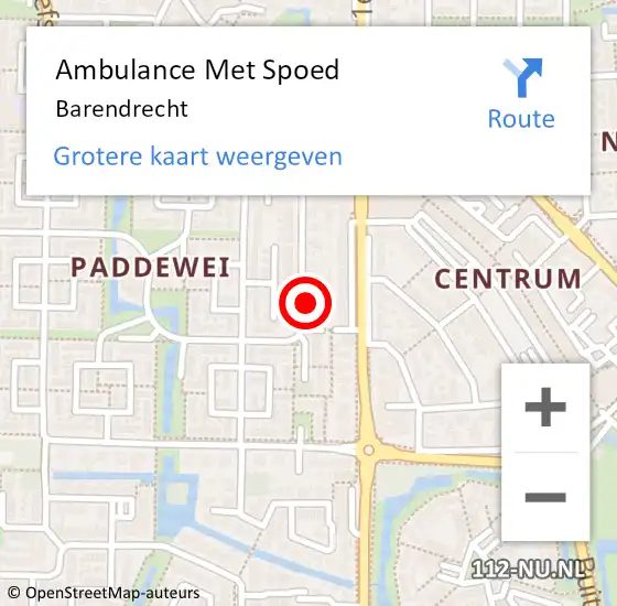 Locatie op kaart van de 112 melding: Ambulance Met Spoed Naar Barendrecht op 6 april 2024 10:17