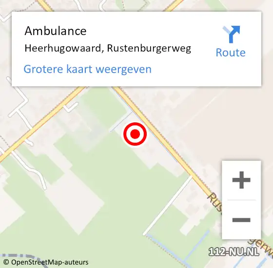 Locatie op kaart van de 112 melding: Ambulance Heerhugowaard, Rustenburgerweg op 6 april 2024 10:48