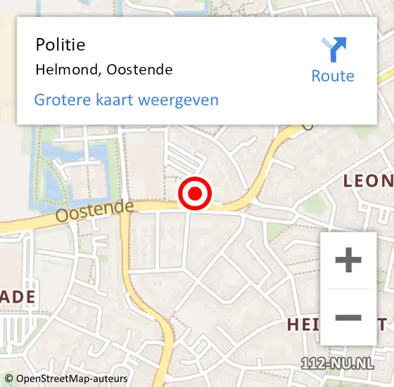 Locatie op kaart van de 112 melding: Politie Helmond, Oostende op 6 april 2024 11:36