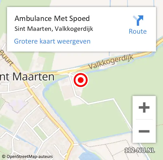 Locatie op kaart van de 112 melding: Ambulance Met Spoed Naar Sint Maarten, Valkkogerdijk op 6 april 2024 11:52