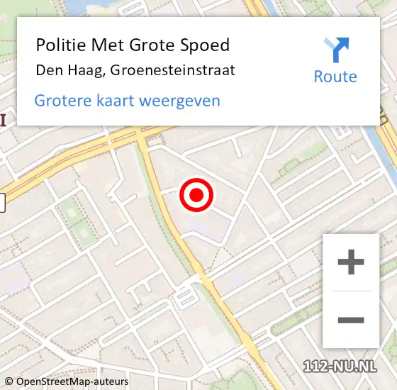 Locatie op kaart van de 112 melding: Politie Met Grote Spoed Naar Den Haag, Groenesteinstraat op 6 april 2024 11:59