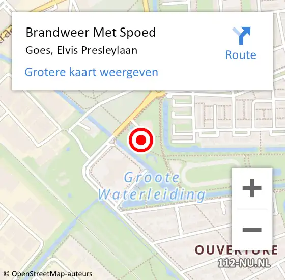 Locatie op kaart van de 112 melding: Brandweer Met Spoed Naar Goes, Elvis Presleylaan op 6 april 2024 12:00