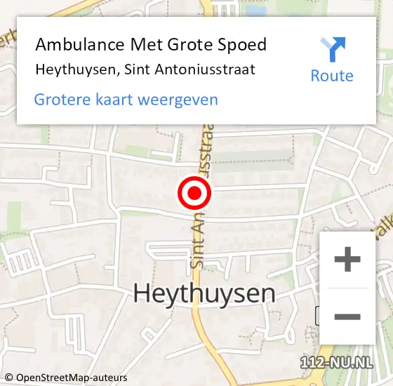 Locatie op kaart van de 112 melding: Ambulance Met Grote Spoed Naar Heythuysen, Sint Antoniusstraat op 6 april 2024 12:03
