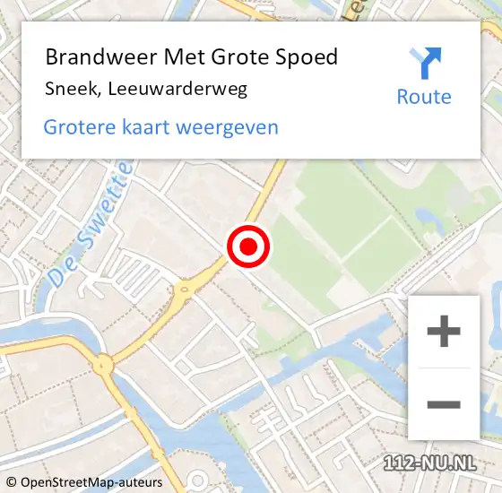 Locatie op kaart van de 112 melding: Brandweer Met Grote Spoed Naar Sneek, Leeuwarderweg op 6 april 2024 12:16