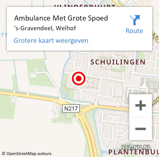 Locatie op kaart van de 112 melding: Ambulance Met Grote Spoed Naar 's-Gravendeel, Welhof op 6 april 2024 12:20