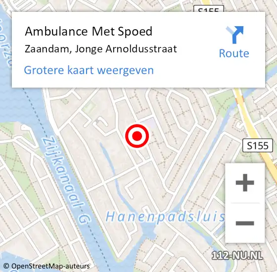 Locatie op kaart van de 112 melding: Ambulance Met Spoed Naar Zaandam, Jonge Arnoldusstraat op 6 april 2024 12:21