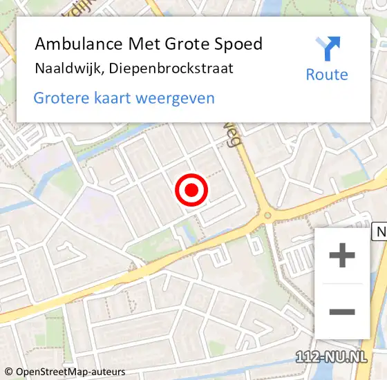 Locatie op kaart van de 112 melding: Ambulance Met Grote Spoed Naar Naaldwijk, Diepenbrockstraat op 6 april 2024 12:32