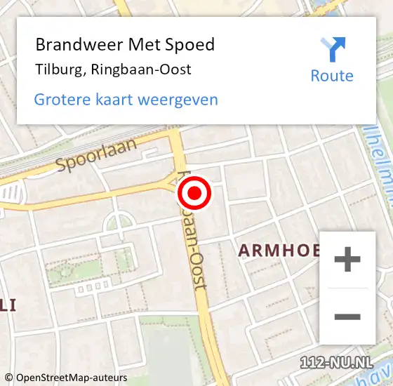 Locatie op kaart van de 112 melding: Brandweer Met Spoed Naar Tilburg, Ringbaan-Oost op 6 april 2024 12:39