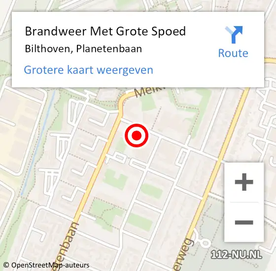 Locatie op kaart van de 112 melding: Brandweer Met Grote Spoed Naar Bilthoven, Planetenbaan op 6 april 2024 12:57