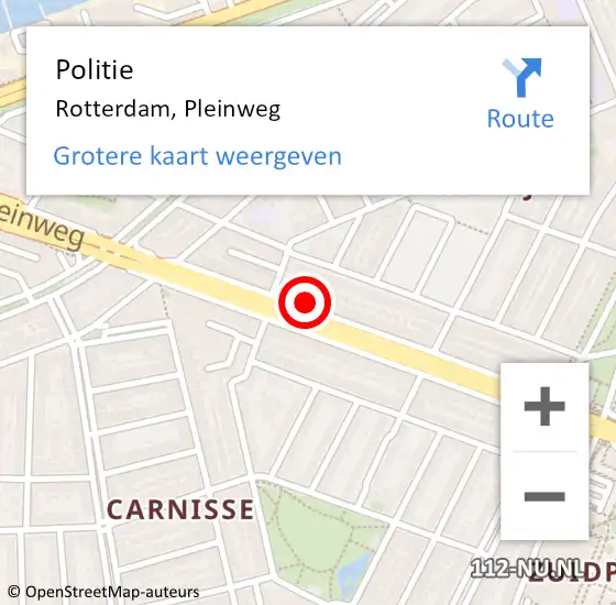 Locatie op kaart van de 112 melding: Politie Rotterdam, Pleinweg op 6 april 2024 13:20