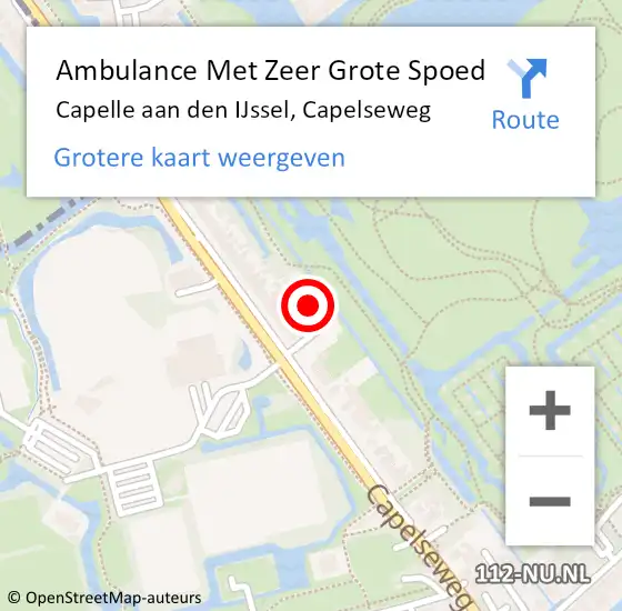 Locatie op kaart van de 112 melding: Ambulance Met Zeer Grote Spoed Naar Capelle aan den IJssel, Capelseweg op 6 april 2024 13:37