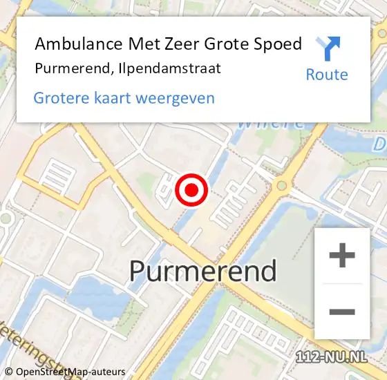 Locatie op kaart van de 112 melding: Ambulance Met Zeer Grote Spoed Naar Purmerend, Ilpendamstraat op 6 april 2024 13:42