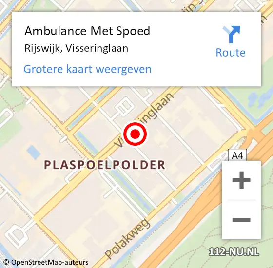 Locatie op kaart van de 112 melding: Ambulance Met Spoed Naar Rijswijk, Visseringlaan op 6 april 2024 13:45