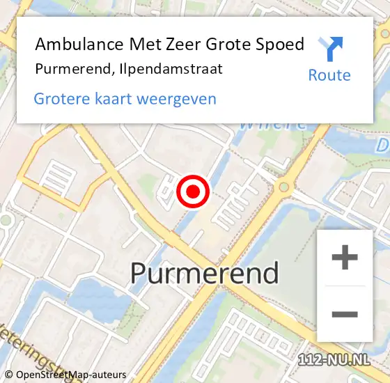 Locatie op kaart van de 112 melding: Ambulance Met Zeer Grote Spoed Naar Purmerend, Ilpendamstraat op 6 april 2024 13:53