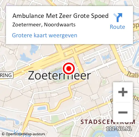 Locatie op kaart van de 112 melding: Ambulance Met Zeer Grote Spoed Naar Zoetermeer, Noordwaarts op 6 april 2024 13:53