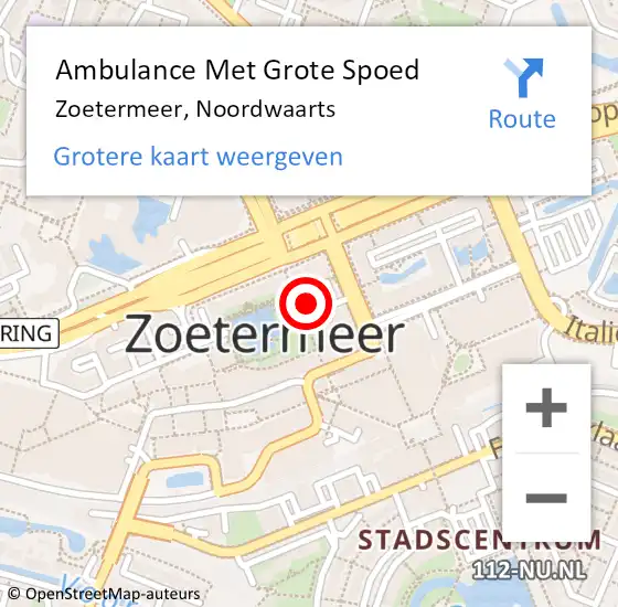 Locatie op kaart van de 112 melding: Ambulance Met Grote Spoed Naar Zoetermeer, Noordwaarts op 6 april 2024 13:56