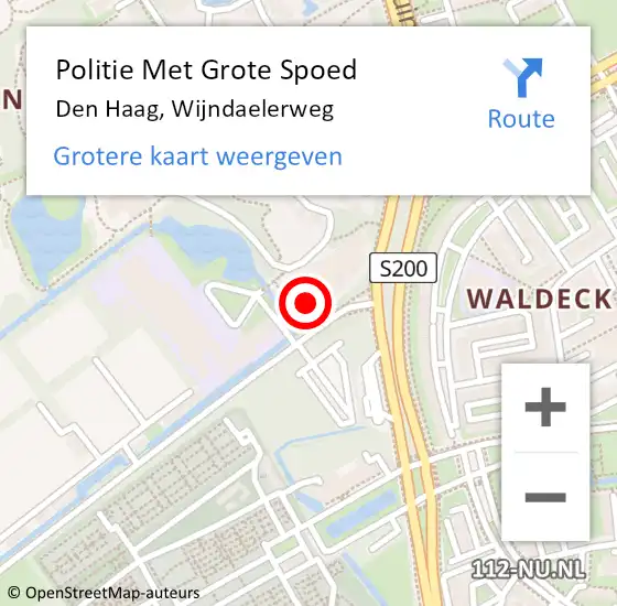 Locatie op kaart van de 112 melding: Politie Met Grote Spoed Naar Den Haag, Wijndaelerweg op 6 april 2024 14:13