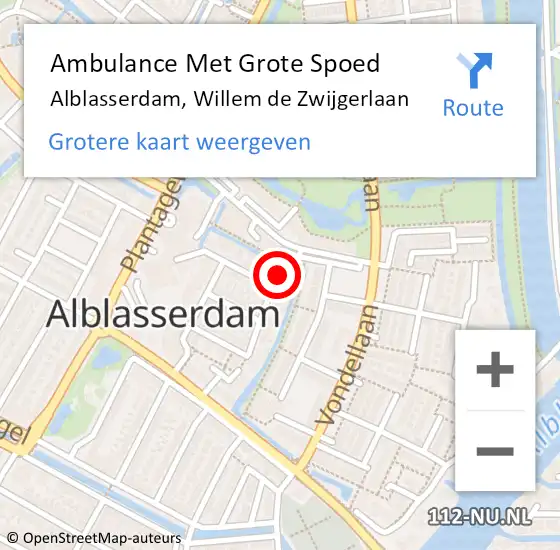 Locatie op kaart van de 112 melding: Ambulance Met Grote Spoed Naar Alblasserdam, Willem de Zwijgerlaan op 6 april 2024 14:23