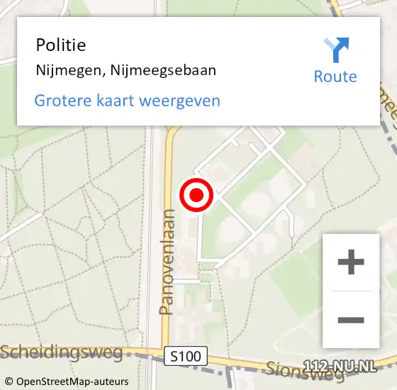 Locatie op kaart van de 112 melding: Politie Nijmegen, Nijmeegsebaan op 6 april 2024 14:38