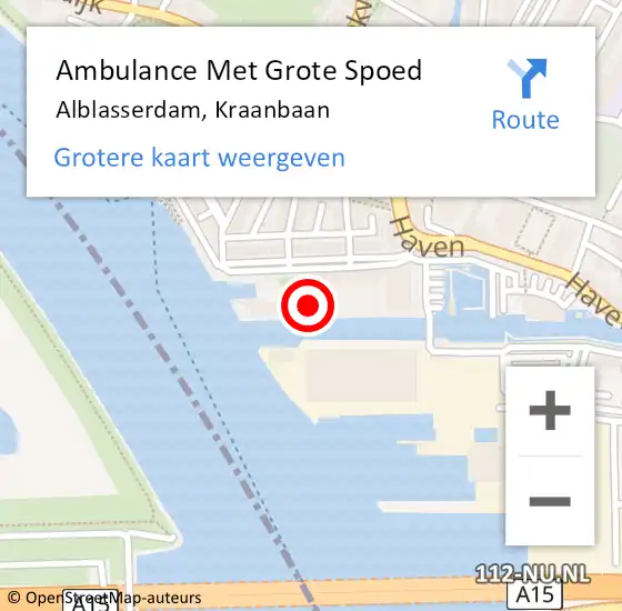 Locatie op kaart van de 112 melding: Ambulance Met Grote Spoed Naar Alblasserdam, Kraanbaan op 6 april 2024 14:41
