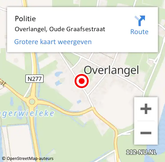 Locatie op kaart van de 112 melding: Politie Overlangel, Oude Graafsestraat op 6 april 2024 14:54
