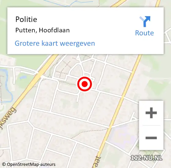 Locatie op kaart van de 112 melding: Politie Putten, Hoofdlaan op 6 april 2024 15:06