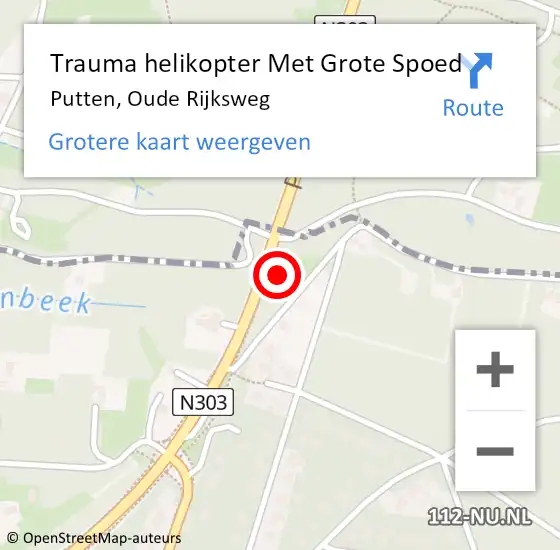 Locatie op kaart van de 112 melding: Trauma helikopter Met Grote Spoed Naar Putten, Oude Rijksweg op 6 april 2024 15:07