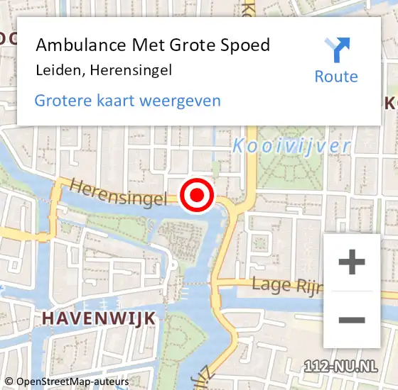 Locatie op kaart van de 112 melding: Ambulance Met Grote Spoed Naar Leiden, Herensingel op 6 april 2024 15:14