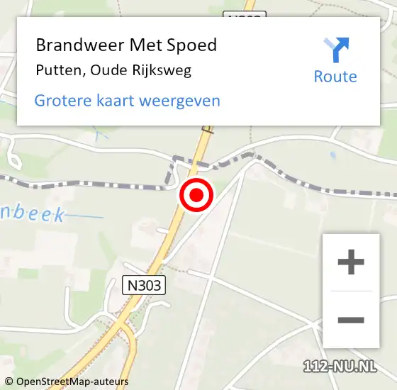 Locatie op kaart van de 112 melding: Brandweer Met Spoed Naar Putten, Oude Rijksweg op 6 april 2024 15:17