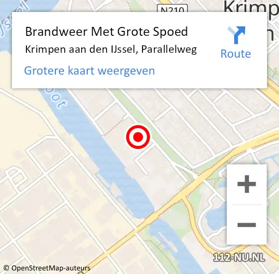 Locatie op kaart van de 112 melding: Brandweer Met Grote Spoed Naar Krimpen aan den IJssel, Parallelweg op 6 april 2024 15:39