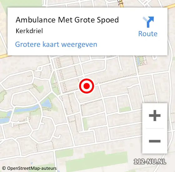 Locatie op kaart van de 112 melding: Ambulance Met Grote Spoed Naar Kerkdriel op 6 april 2024 15:42