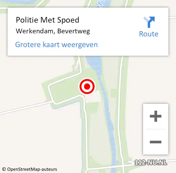 Locatie op kaart van de 112 melding: Politie Met Spoed Naar Werkendam, Bevertweg op 6 april 2024 16:05