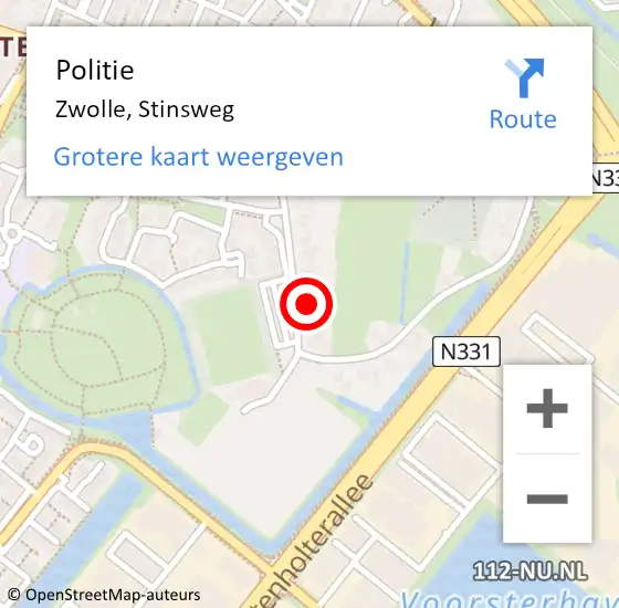 Locatie op kaart van de 112 melding: Politie Zwolle, Stinsweg op 6 april 2024 16:07