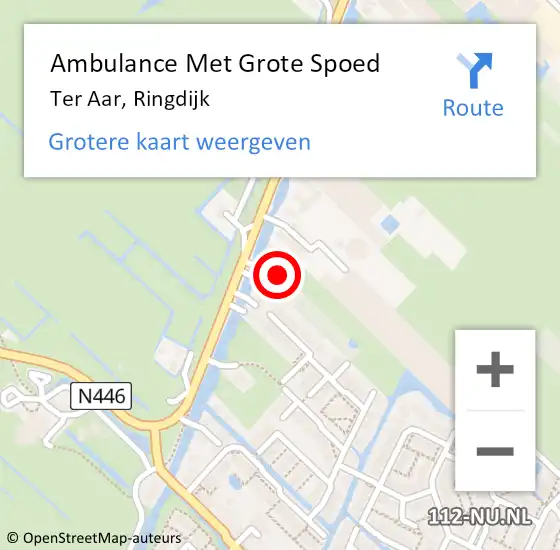 Locatie op kaart van de 112 melding: Ambulance Met Grote Spoed Naar Ter Aar, Ringdijk op 6 april 2024 16:09