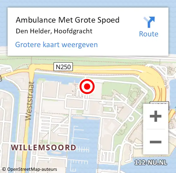 Locatie op kaart van de 112 melding: Ambulance Met Grote Spoed Naar Den Helder, Hoofdgracht op 6 april 2024 16:16