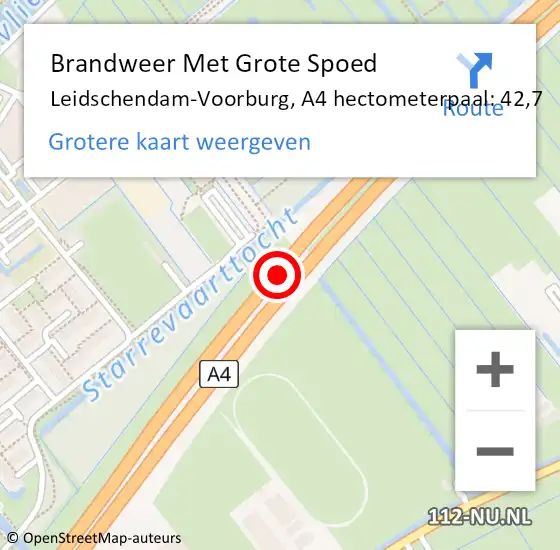 Locatie op kaart van de 112 melding: Brandweer Met Grote Spoed Naar Leidschendam-Voorburg, A4 hectometerpaal: 42,7 op 6 april 2024 16:18