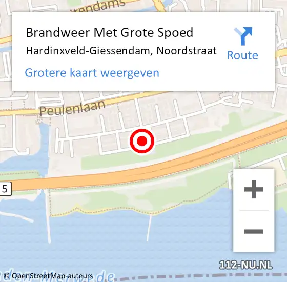 Locatie op kaart van de 112 melding: Brandweer Met Grote Spoed Naar Hardinxveld-Giessendam, Noordstraat op 6 april 2024 16:20