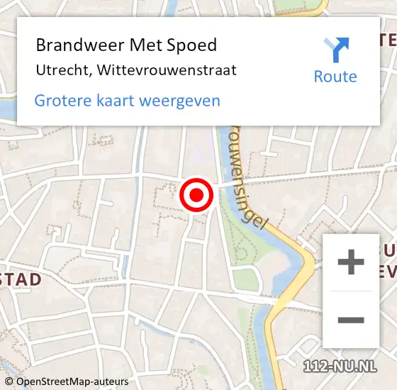 Locatie op kaart van de 112 melding: Brandweer Met Spoed Naar Utrecht, Wittevrouwenstraat op 6 april 2024 16:37