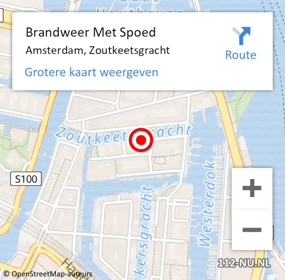 Locatie op kaart van de 112 melding: Brandweer Met Spoed Naar Amsterdam, Zoutkeetsgracht op 6 april 2024 16:46