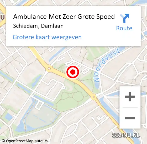 Locatie op kaart van de 112 melding: Ambulance Met Zeer Grote Spoed Naar Schiedam, Damlaan op 6 april 2024 16:50