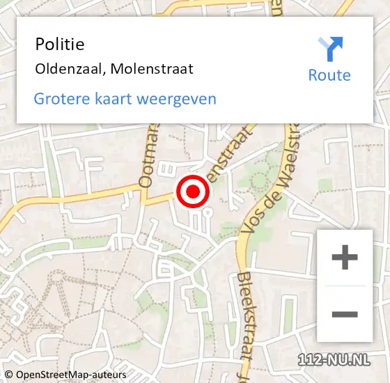 Locatie op kaart van de 112 melding: Politie Oldenzaal, Molenstraat op 6 april 2024 17:26