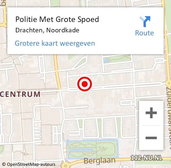 Locatie op kaart van de 112 melding: Politie Met Grote Spoed Naar Drachten, Noordkade op 6 april 2024 17:44