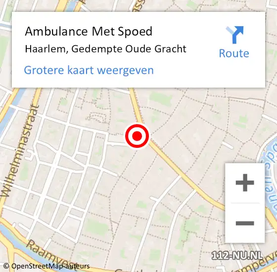 Locatie op kaart van de 112 melding: Ambulance Met Spoed Naar Haarlem, Gedempte Oude Gracht op 6 april 2024 17:46