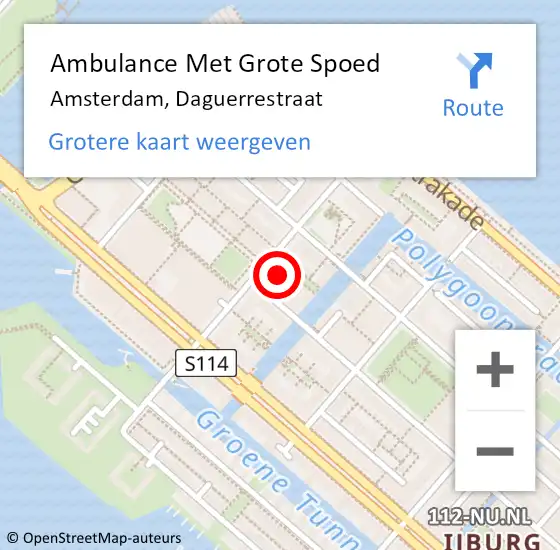 Locatie op kaart van de 112 melding: Ambulance Met Grote Spoed Naar Amsterdam, Daguerrestraat op 6 april 2024 17:57