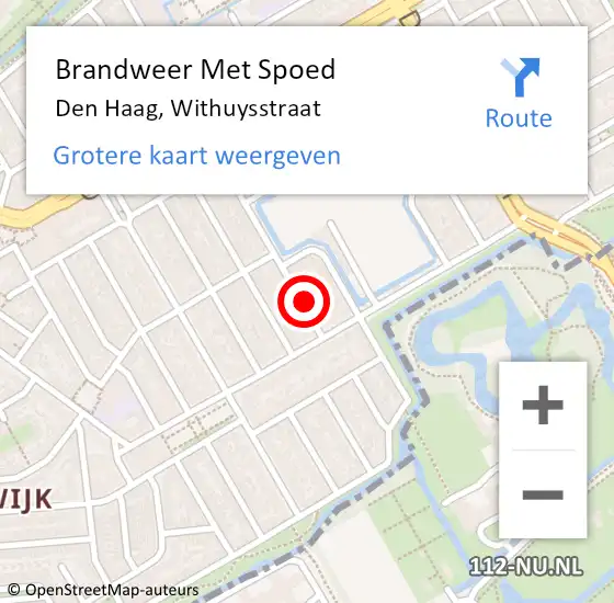 Locatie op kaart van de 112 melding: Brandweer Met Spoed Naar Den Haag, Withuysstraat op 6 april 2024 17:58