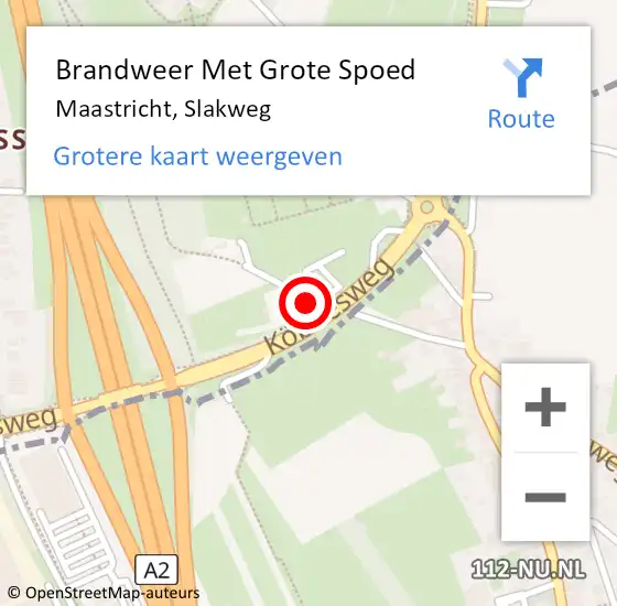 Locatie op kaart van de 112 melding: Brandweer Met Grote Spoed Naar Maastricht, Slakweg op 6 april 2024 18:03