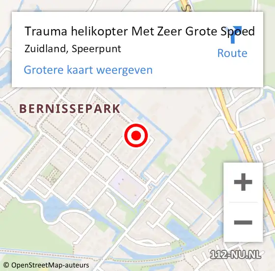 Locatie op kaart van de 112 melding: Trauma helikopter Met Zeer Grote Spoed Naar Zuidland, Speerpunt op 6 april 2024 18:19
