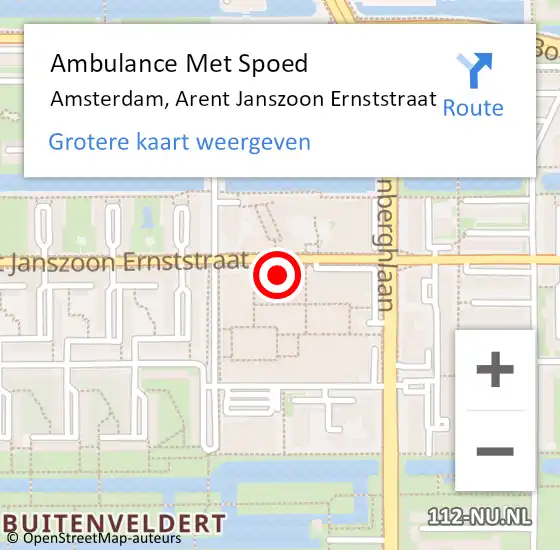 Locatie op kaart van de 112 melding: Ambulance Met Spoed Naar Amsterdam, Arent Janszoon Ernststraat op 6 april 2024 18:22
